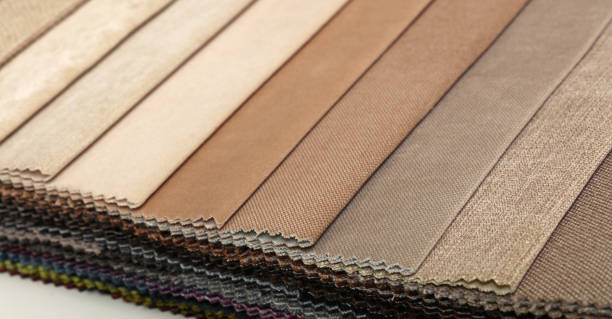 istock Swatch of beige and brown textile fabric 1356156430