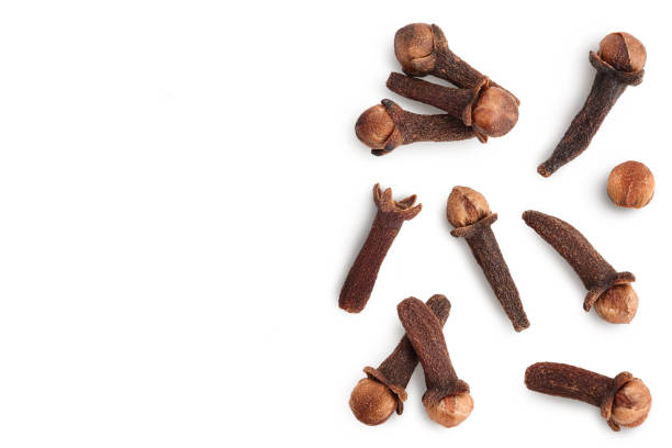 istock Dry spice cloves isolated on white background. Top view with copy space for your text. Flat lay 1356157275