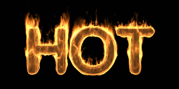 istock HOT Fire flaming text, Burning flame design element isolated on black background. 3d illustration 1356159251