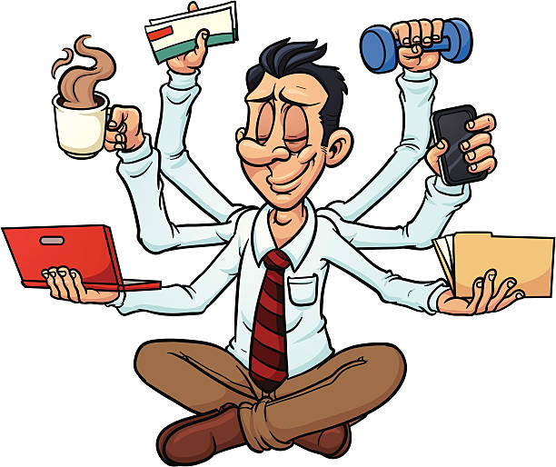 Multitasking Man Stock Illustration - Download Image Now - Men, Adult,  Cartoon - iStock