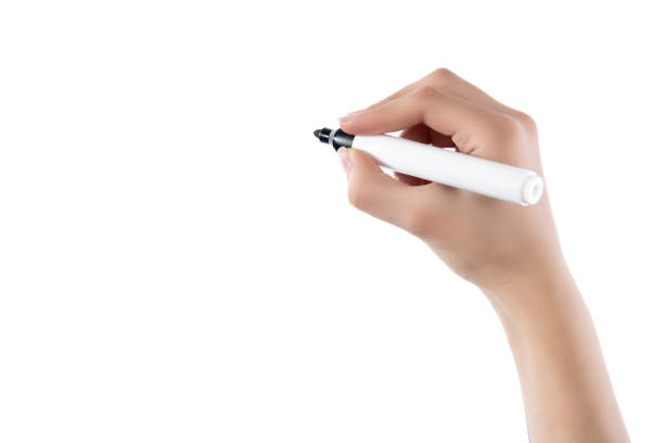 istock Hand with a marker on a white background 1356162171