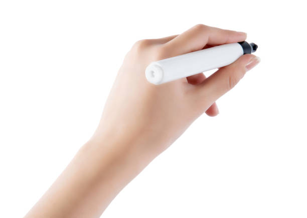 istock Hand with a marker on a white background 1356162209