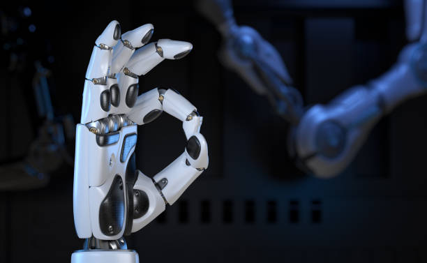 istock Cyber hand, robotic arm showing - OK 1356162319