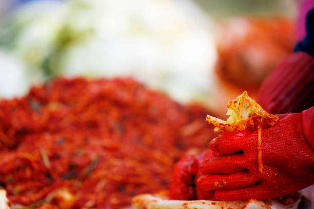 Deliciously mixed fresh kimchi and kimchi seasoning