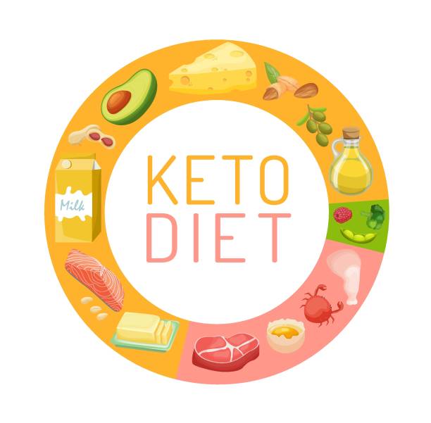 Low carbohydrate diet diagram. Medical graphical chart infographics. Low carbohydrate diet diagram. Medical graphical chart infographics. Macronutrient ratio vertical poster. Fat loss concept. Colourful vector illustration isolated on a white background. Healthy eating banner ketogenic diet illustrations stock illustrations