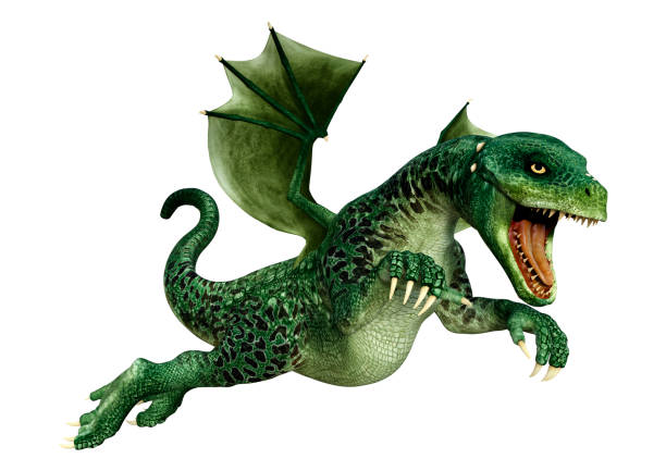 istock 3D illustration fantasy dragon on white 1356163198