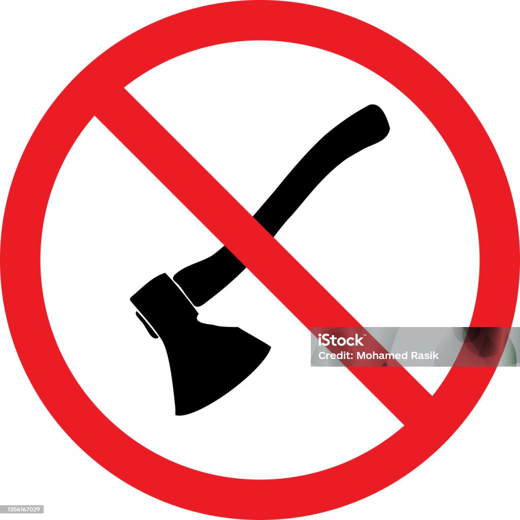 Chopping Sign No Wood Chopping Sign Stock Illustration - Download Image Now - Cutting ...
