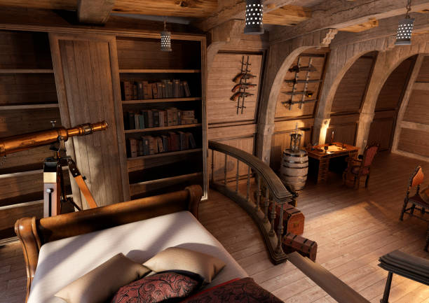 istock 3D illustration pirate cabin 1356168208