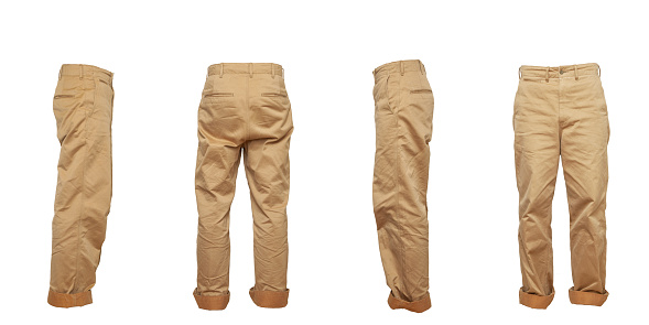 Chinos front, back, and side