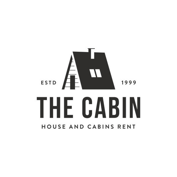 흰색 배경에 미니멀 한 작은 집, 오두막, 오두막, 오두막 아이콘 벡터 - cabin log cabin log house stock illustrations