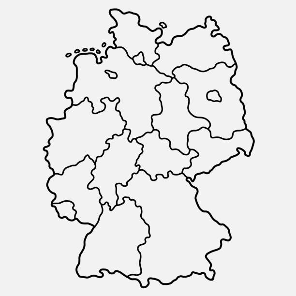 ドイツ地図の落書きフリーハンド描画。 - コントゥール・ドローイング法点のイラスト素材／クリップアート素材／マンガ素材／アイコン素材