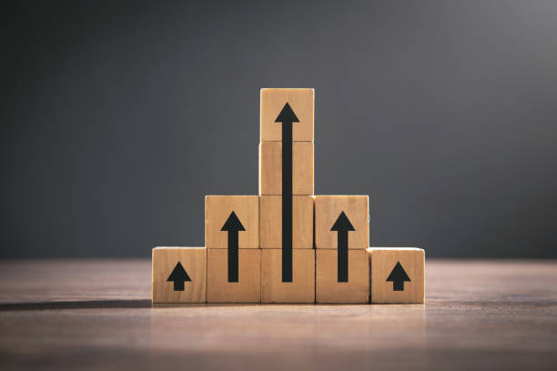 istock Wooden cubes with arrows. Development. Success 1356174270