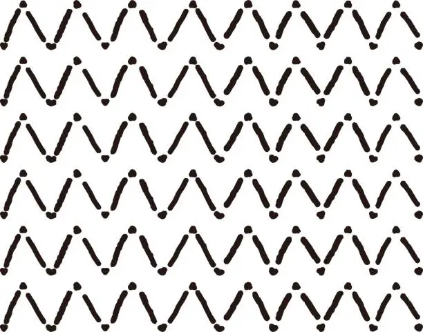 Vector illustration of Hand-painted simple black-and-white zigzag pattern / illustration material (vector illustration)