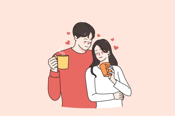 Vector illustration of Hot drinks and love concept