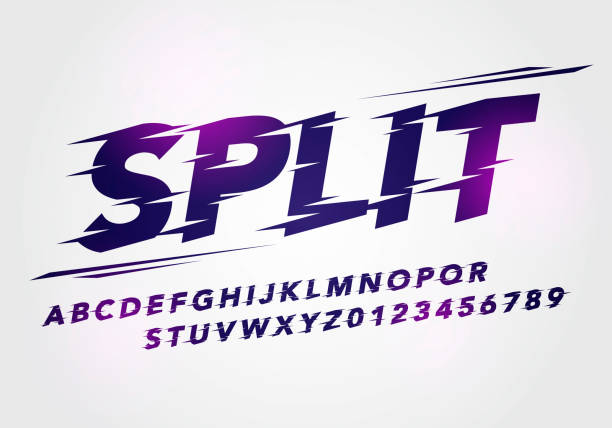 ilustrações de stock, clip art, desenhos animados e ícones de vector illustration split grunge typography. font for sport or racing - competitive sport flash