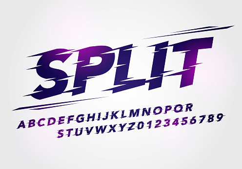 Vector Illustration Split Grunge Typography. Font For Sport Or Racing