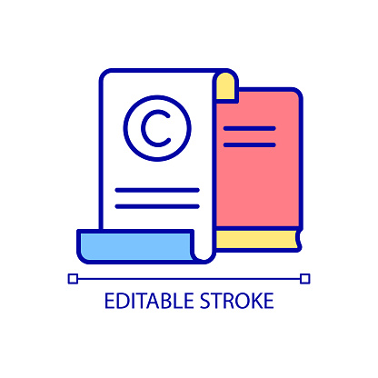 Literary works protection RGB color icon. Intellectual property law. Original work protection. Written material. Isolated vector illustration. Simple filled line drawing. Editable stroke