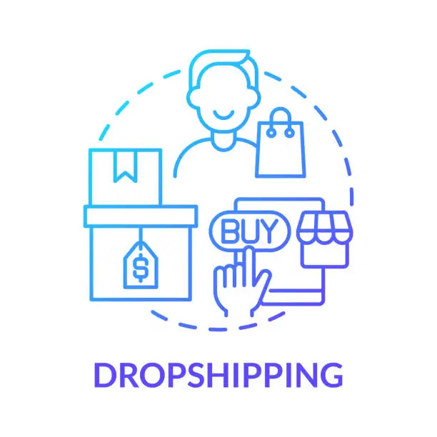 Vector illustration of Dropshipping blue gradient concept icon