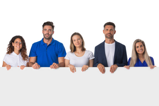 istock People holding together blank sign 1356183703