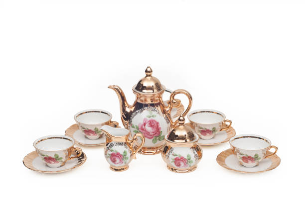 istock Set of antique tea and coffee cups 1356184486