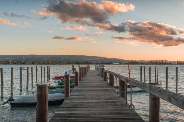 istock Jetty in Allensbach on Lake Constance in evening light 1356187270