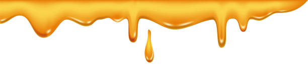 istock Sweet flowing dripping honey on white background, realistic vector illustration 1356188590