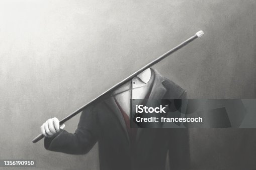 istock illustration of magician hiding himself with a magic trick, surreal illusion abstract concept 1356190950