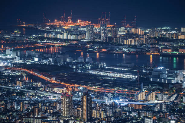 vista noturna de kobe de ichige - 18815 - fotografias e filmes do acervo