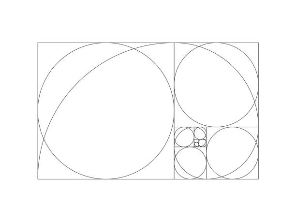 황금 비율 피보나치 시퀀스 편집 가능한 스트로크 - abstract learning education ancient stock illustrations