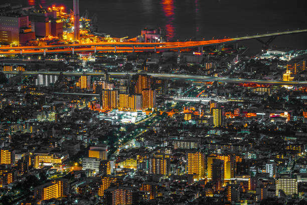 vue nocturne de kobe depuis ichige - 18813 photos et images de collection