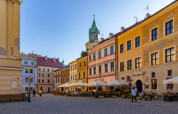 Lublin, Poland - October 31, 2021: A picture of the Old Town Market Square of Lublin.