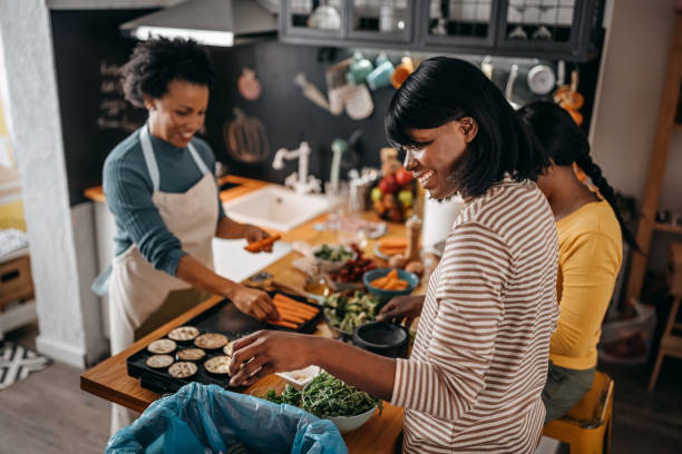 istock Three female friends cooking food in kitchen 1356199010