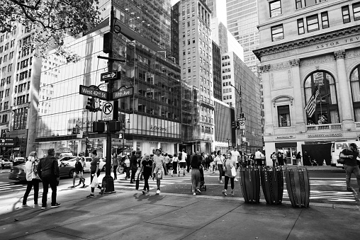 New York Manhattan Fifth Avenue West 42nd street road sign.