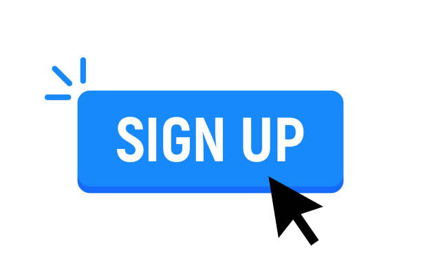 Sign up icon button link. Register signup online now free login click vector form vector art illustration