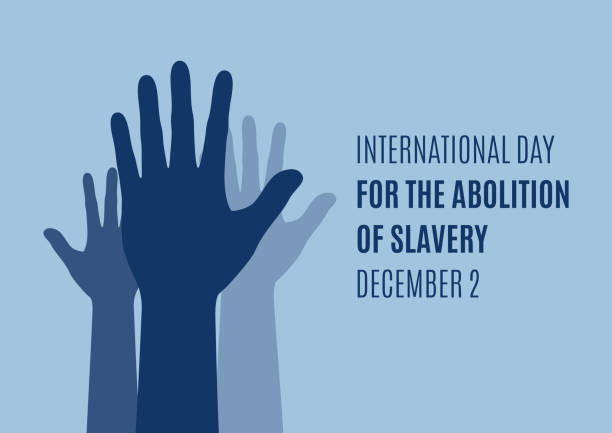 International Day for the Abolition of Slavery vector Human hands up silhouette icon vector. Raised hands symbol of freedom vector. Day for the Abolition of Slavery Poster, December 2. Important day hand raised stock illustrations