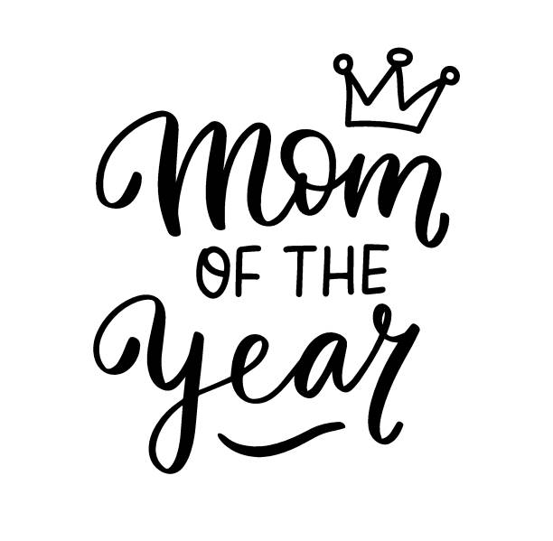 Mom of the year. Mom life funny quote. Parenting, raising kids mom saying. Hand lettering mother day design element Mom of the year. Mom life funny quote. Parenting, raising kids mom saying. Hand lettering mother day design element family word art stock illustrations