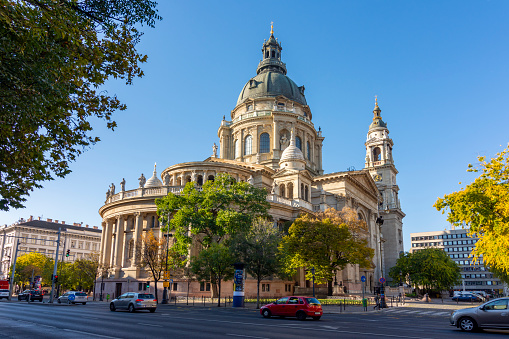 Budapest, Hungary - October 2021: St. Stephen`s basilica in center of Budapest
