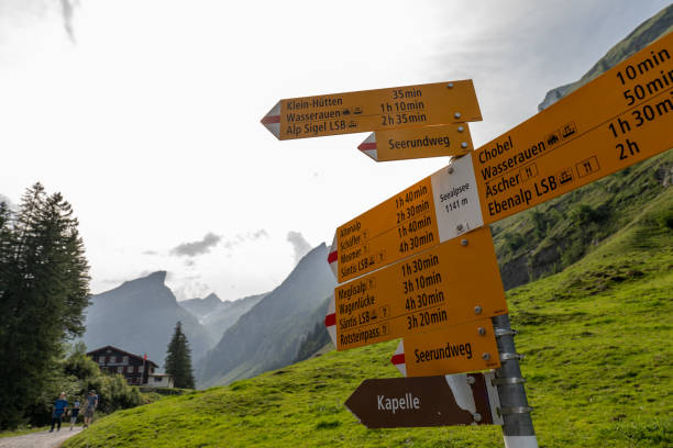 istock Directional signs on mountain trail 1356210816