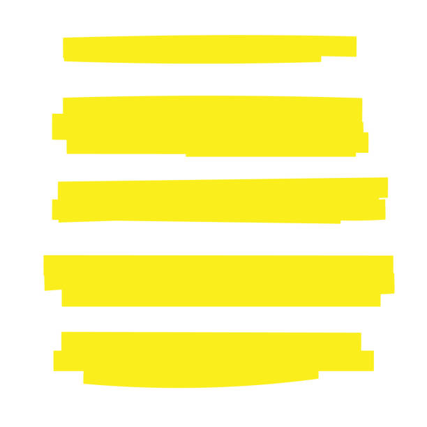 markieren sie den pinsel, unterstreichen sie den gelben marker-vektorstift. strich höhere farbpalette - highlighter stock-grafiken, -clipart, -cartoons und -symbole