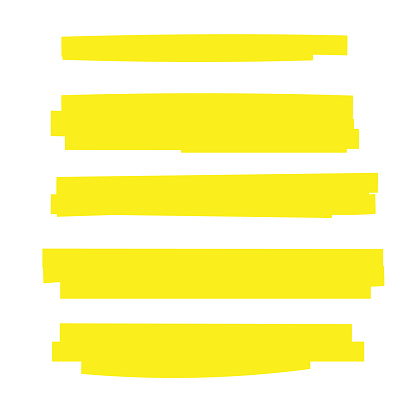 Highlight brush underline yellow marker vector pen. Stroke highligher color set.
