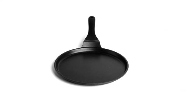 istock Black frying pancake pan isolated on white background 1356212914