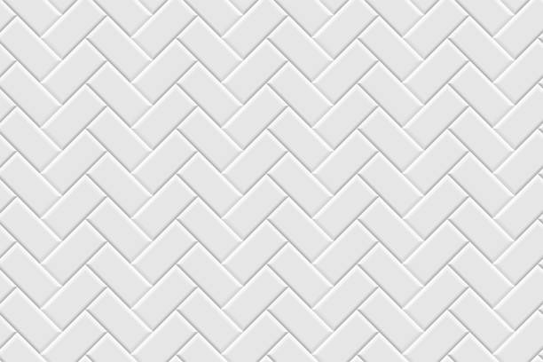 Metro tiles with herringbone patter, subway diagonal seamless texture, ceramic brick wall Metro tiles with herringbone pattern vector illustration. 3d subway diagonal seamless texture, modern ceramic bricks on building wall, mosaic apron for kitchen or bathroom interior, tiled pavement bathroom backgrounds stock illustrations
