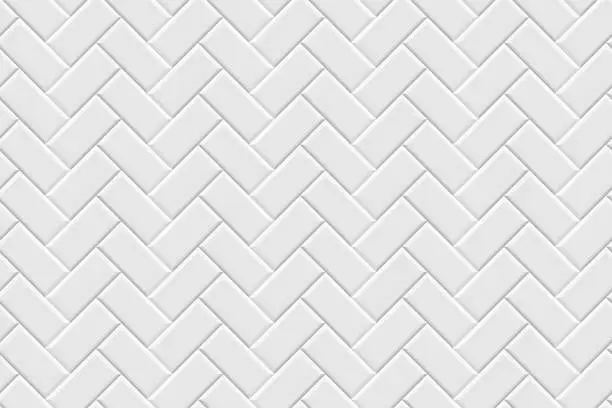 Vector illustration of Metro tiles with herringbone patter, subway diagonal seamless texture, ceramic brick wall