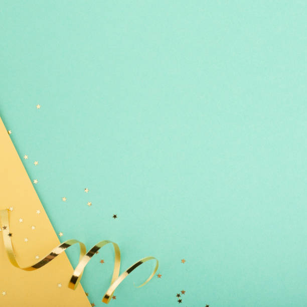 Conceptual minimalistic blue mint golden christmas new year background with copy space for text content design template