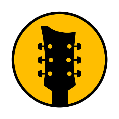 Guitar acoustic pick headstock vector design icon flat logo.
