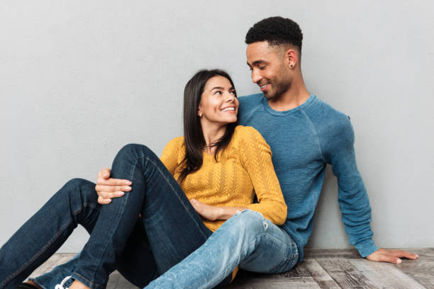 istock Pretty woman and man looking at each other 1356222557