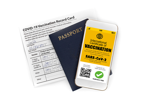 Omicron Variant B.1.1.529 - covid-19 concept passport and vaccination card