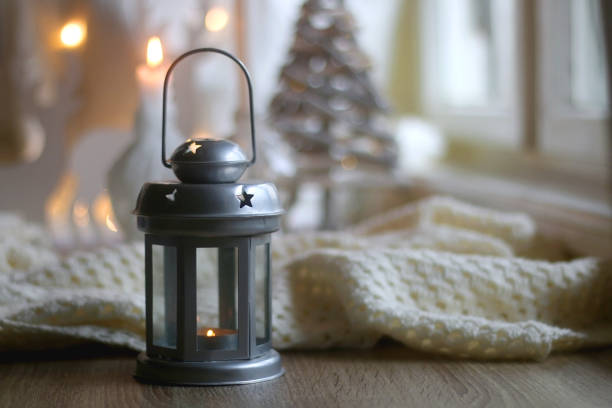 istock Candles, Blanket and Christmas Decorations 1356224033