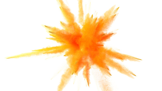 Colorful orange dust explosion