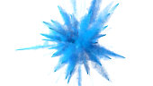 Colorful blue dust explosion